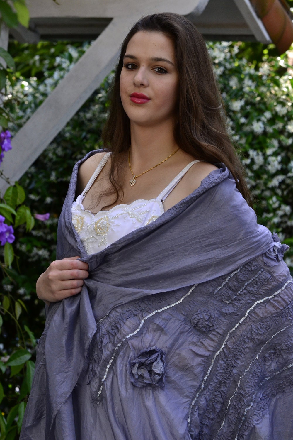 Grey Silk Nuno Felted wrap