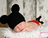 Boy Mouse Inspired Hat and Diaper cover.  Excellent Newborn Photo prop  Newborn thru 6 months available
