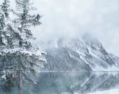 Lake Louise Storm Photography Print 11x14 Fine Art Banff Canada Rockies Dreamy Winter Snow Landscape Photography Print.