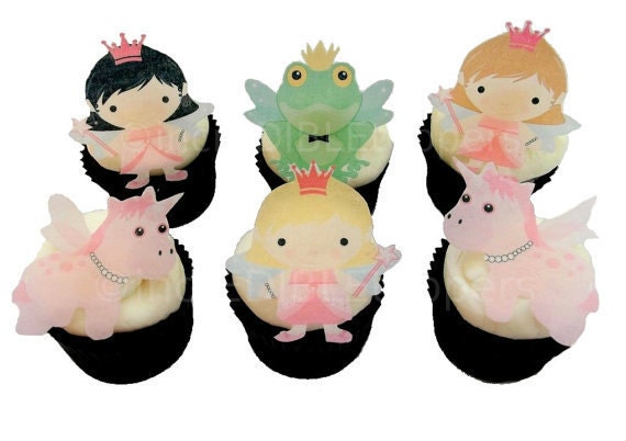 12 EDIBLE FAIRY PRINCESS Cupcake Toppers - Birthday Party Decorations - Cupcakes