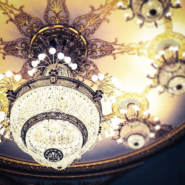 Chandelier print Theater 20x20cm (8x8") Golden Violet Night Dark night