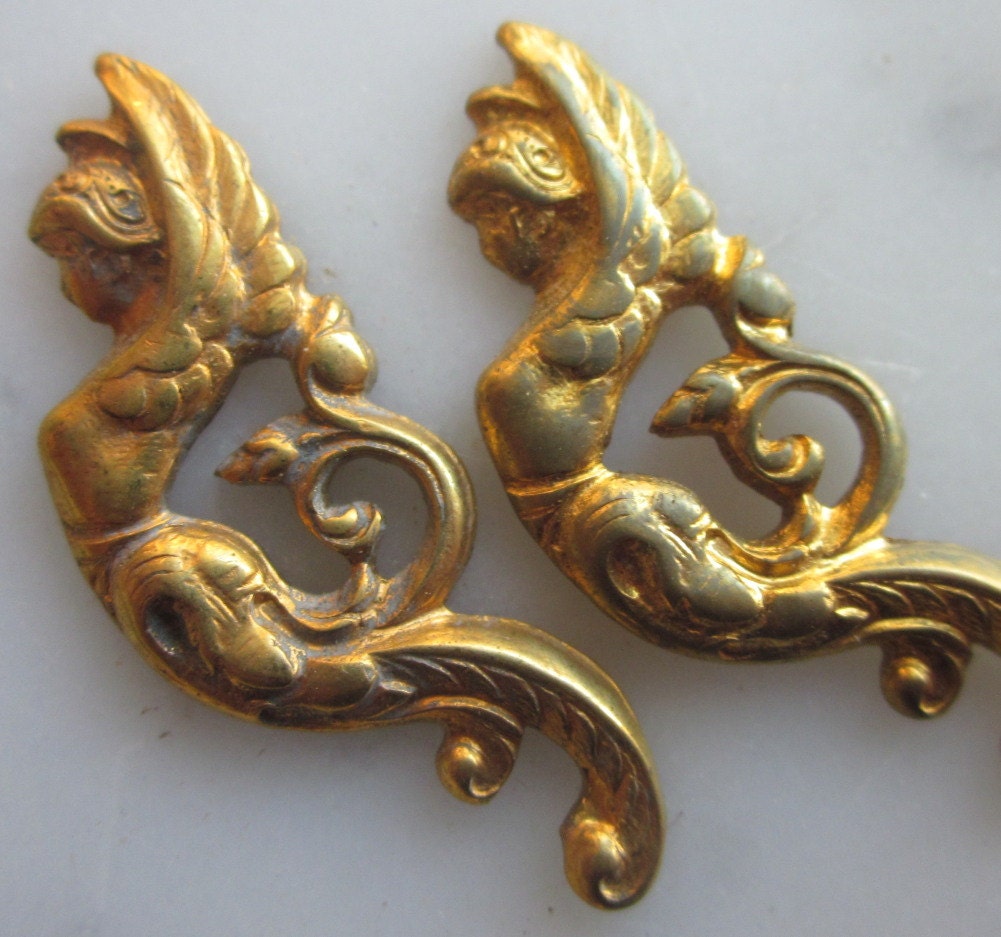 Mythical Winged Mermaid Brass Finding