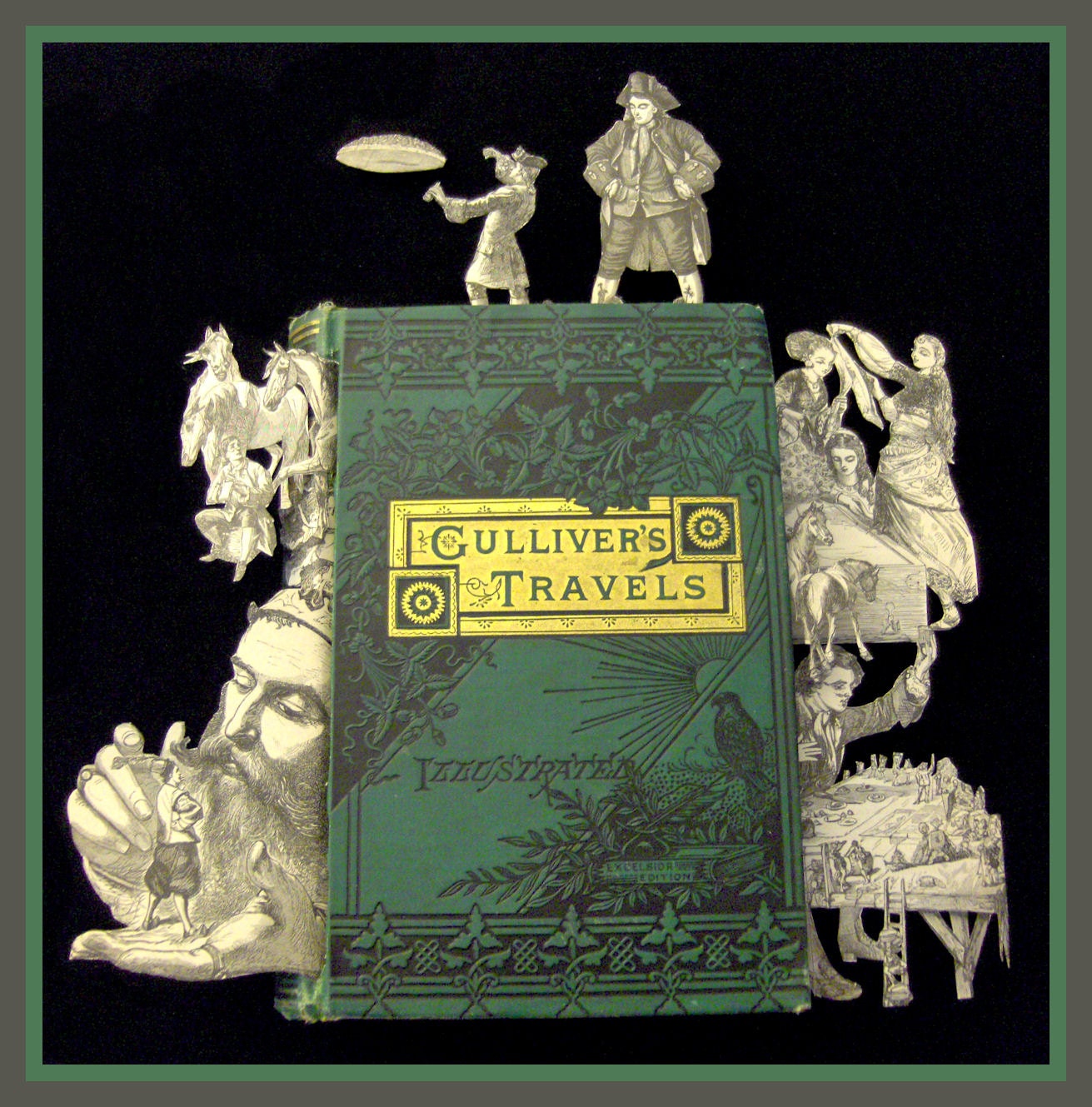 Gulliver's Travels - One of a Kind Book Sculpture - Altered Book - Shadowbox FRAMED