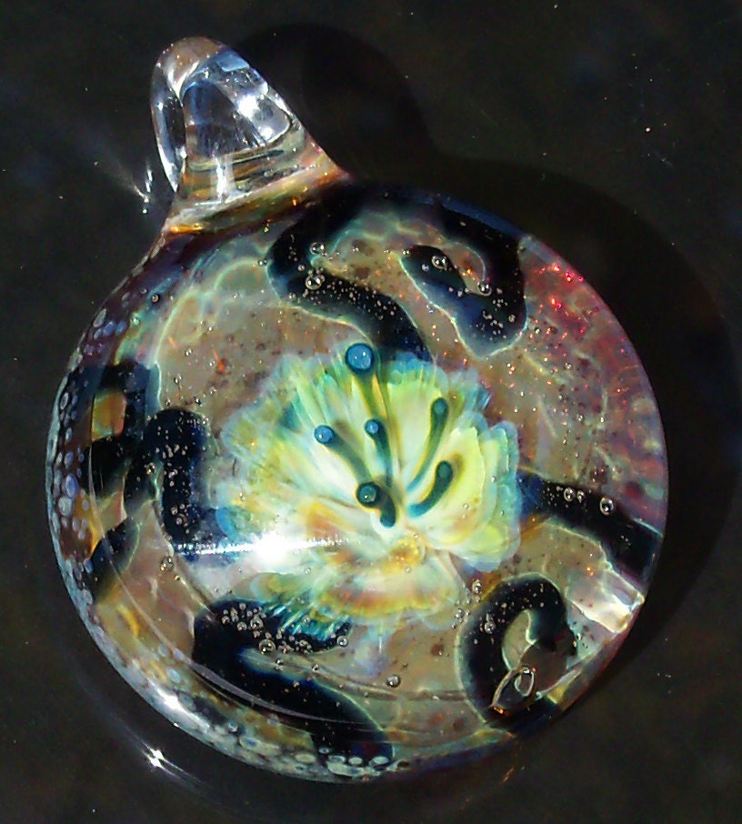 Antique Bloom Handmade Boro Lampwork Glass Bead  Large Focal Pendant By Christina Burkhart - BurkhartBeads