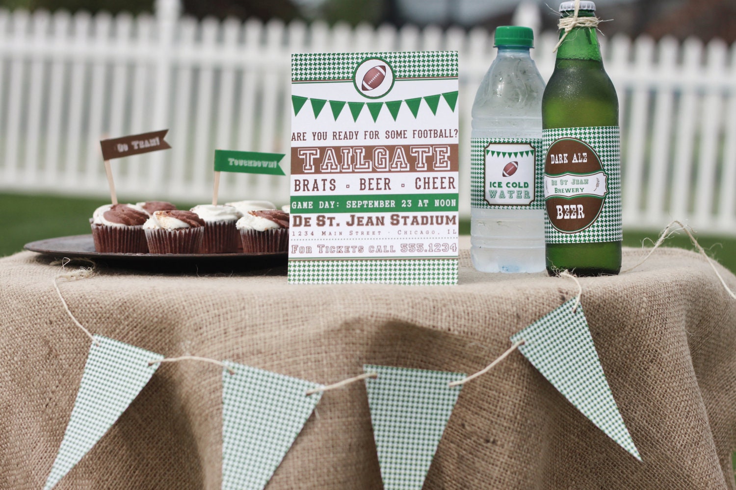 Printable Party Set DIY TAILGATE football party - invites, toppers, bottle wraps, pennants Il_170x135