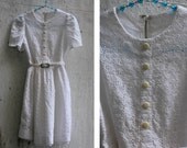 Vintage Girls White Broderie Anglais Dress