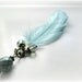 Blue Goose - Feather necklace Teal turquoise iridiscent rainbow blue glass Gift for her nature lover valentine under 25