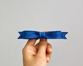Wool Felt Bow French Barrette // Marine // LoftFullofGoodies