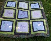 Dragonfly Dreams Machine Embroidered and Quilted Wall Hanging, Throw, Table Topper