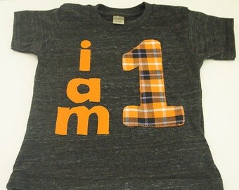 Halloween Shirt Orange and Black Plaid birthday shirt first birthday tee
