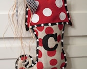 Christmas Stocking Burlap Door Hanger with Initial
