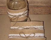 BURLAP MASON JAR Sleeves, Wedding Decor, Bridal Shower, Baby Shower