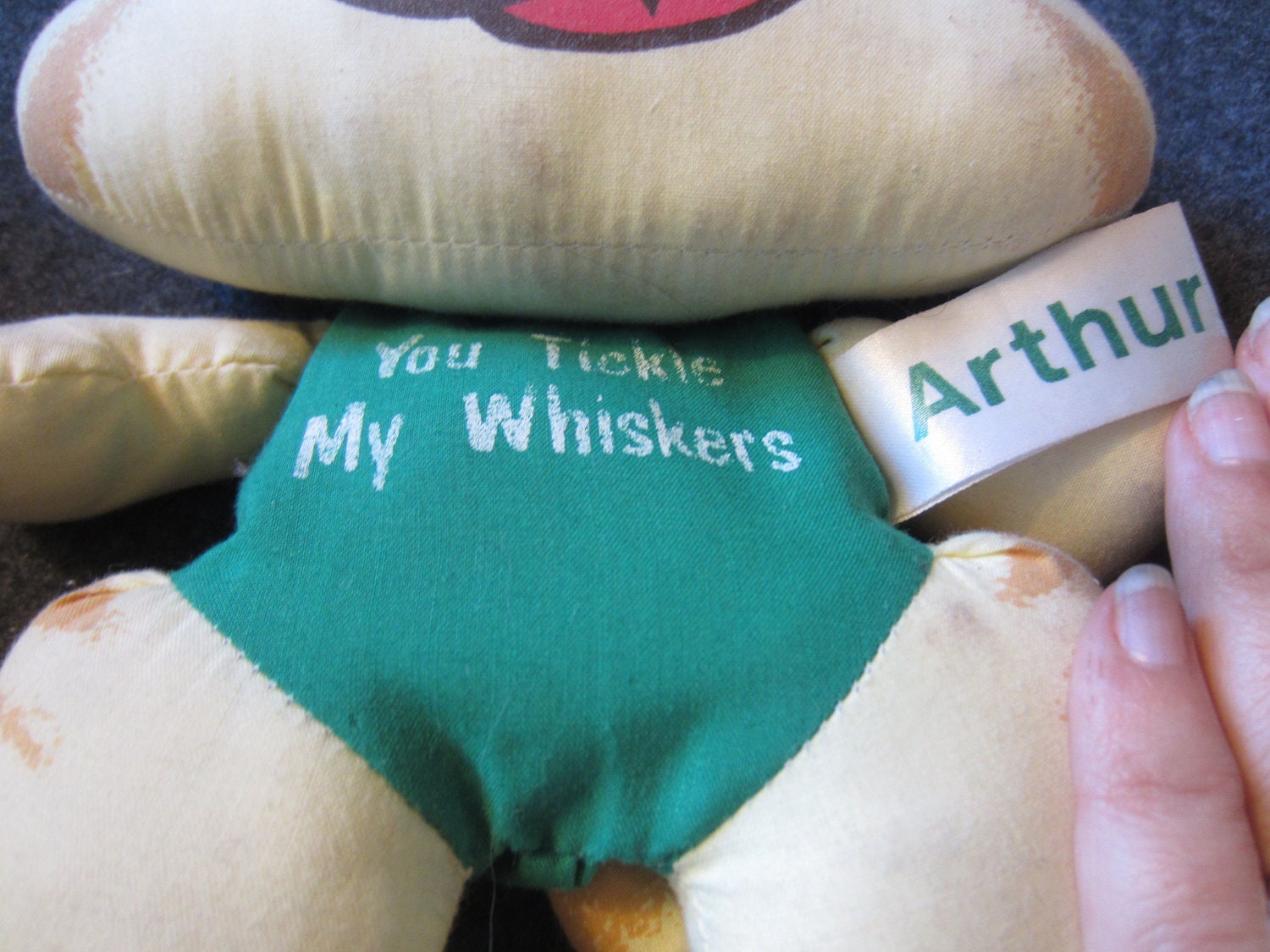 Vintage Russ Berrie Co "Arthur" Bean Bag Cat "You Tickle My Whiskers" Cloth doll toy kitschy kitty doll