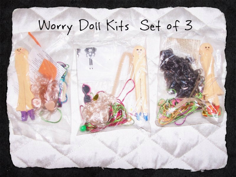 WORRY DOLLS Kits Set of 3 Wooden Clothespin Worry Doll Kit Patterns Crafts