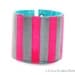Bohemian striped Bracelet hand painted Aztec Navajo Huichol Tribal inspired Neon pink silver by LuciaFloresDesign