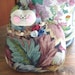 Cat Pillow Doll, Cloth Doll 7 inch Leaves Decorator Fabric, Primitive Soft Sculpture Handmade CharlotteStyle Decorative Folk Art