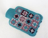 Crochet Hot Water Bottle Cozy, Hot Water Bottle Cover, Granny Square Cover