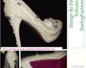 Wedding shoes- White Pearl and Clear Stone Wedding Platform Pumps Sizes 6 thru 16