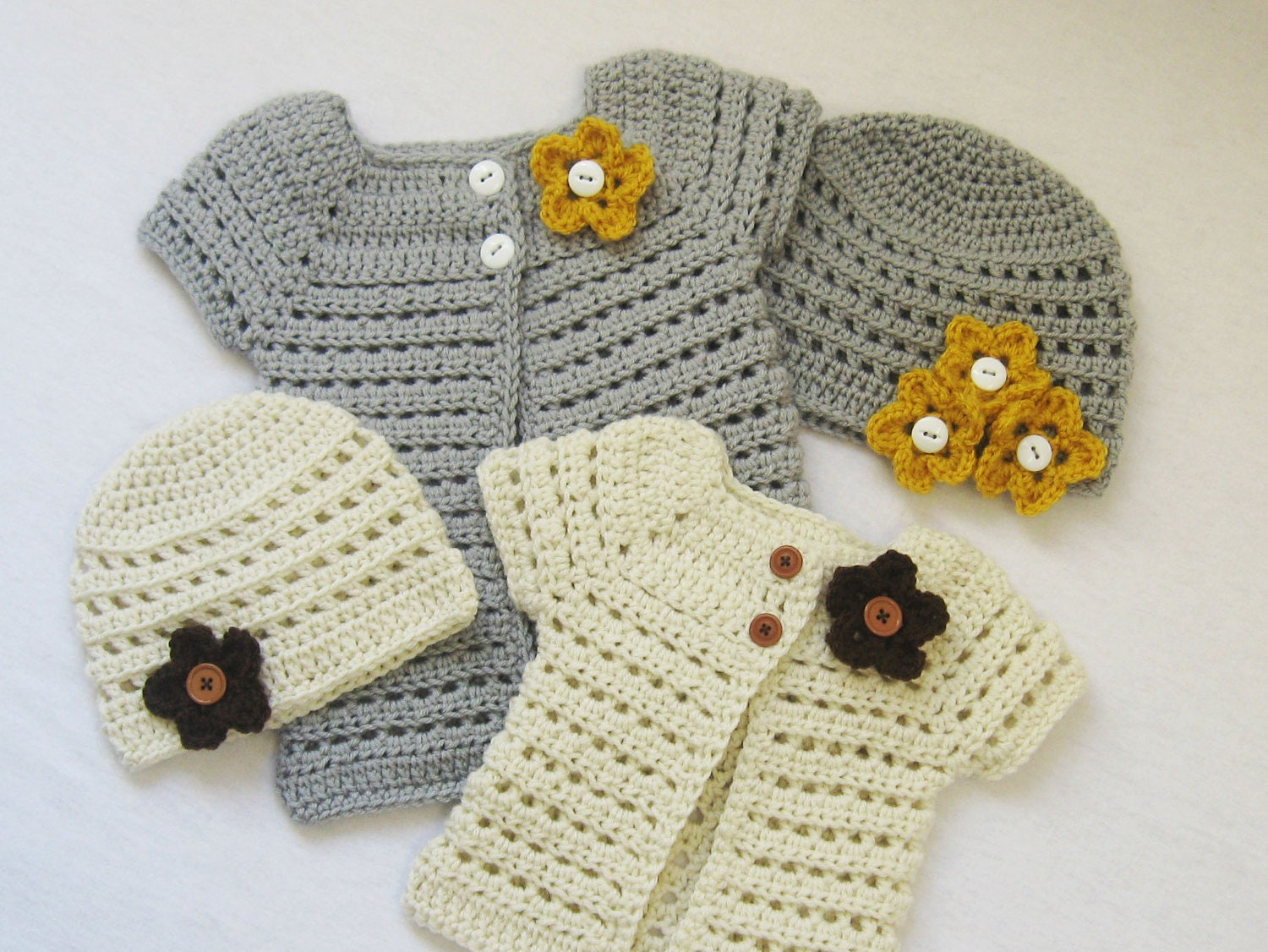 CROCHET PATTERN Toddler Cardigan and Beanie (4 sizes included) Instant Download