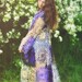 Jacket Crochet Lace Roses Flowers Long Shabby Chic Boho Gypsy "Sweet Violet's Queen" in violet amethyst beige purple sheep wool