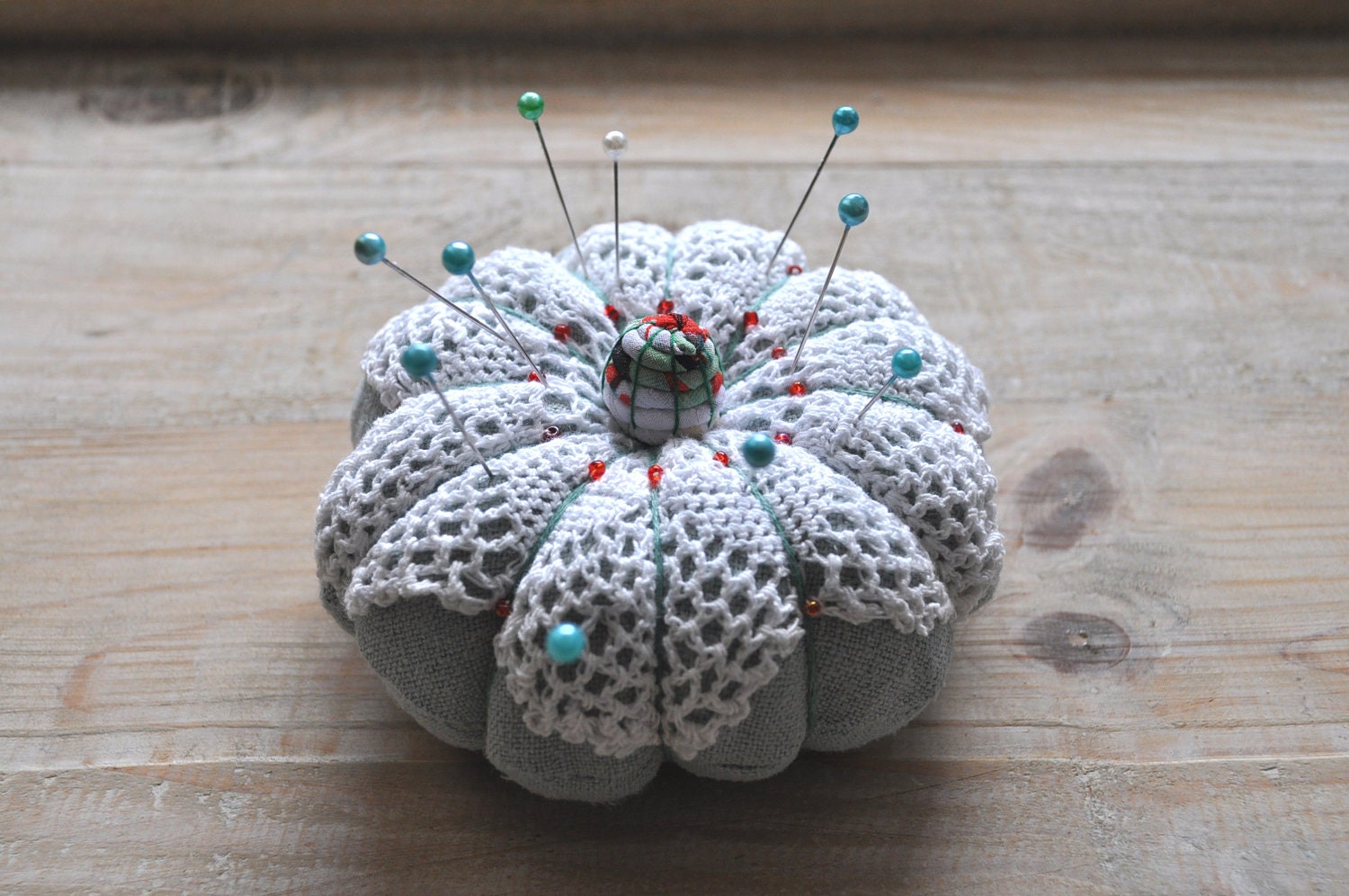 Pincushion or spring home decor.  Mothers day gift idea French style gift. Shabby chic