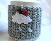 Cup Cozy - A BUG ON A MUG Cozy Ladybug on a Rainy Cloud