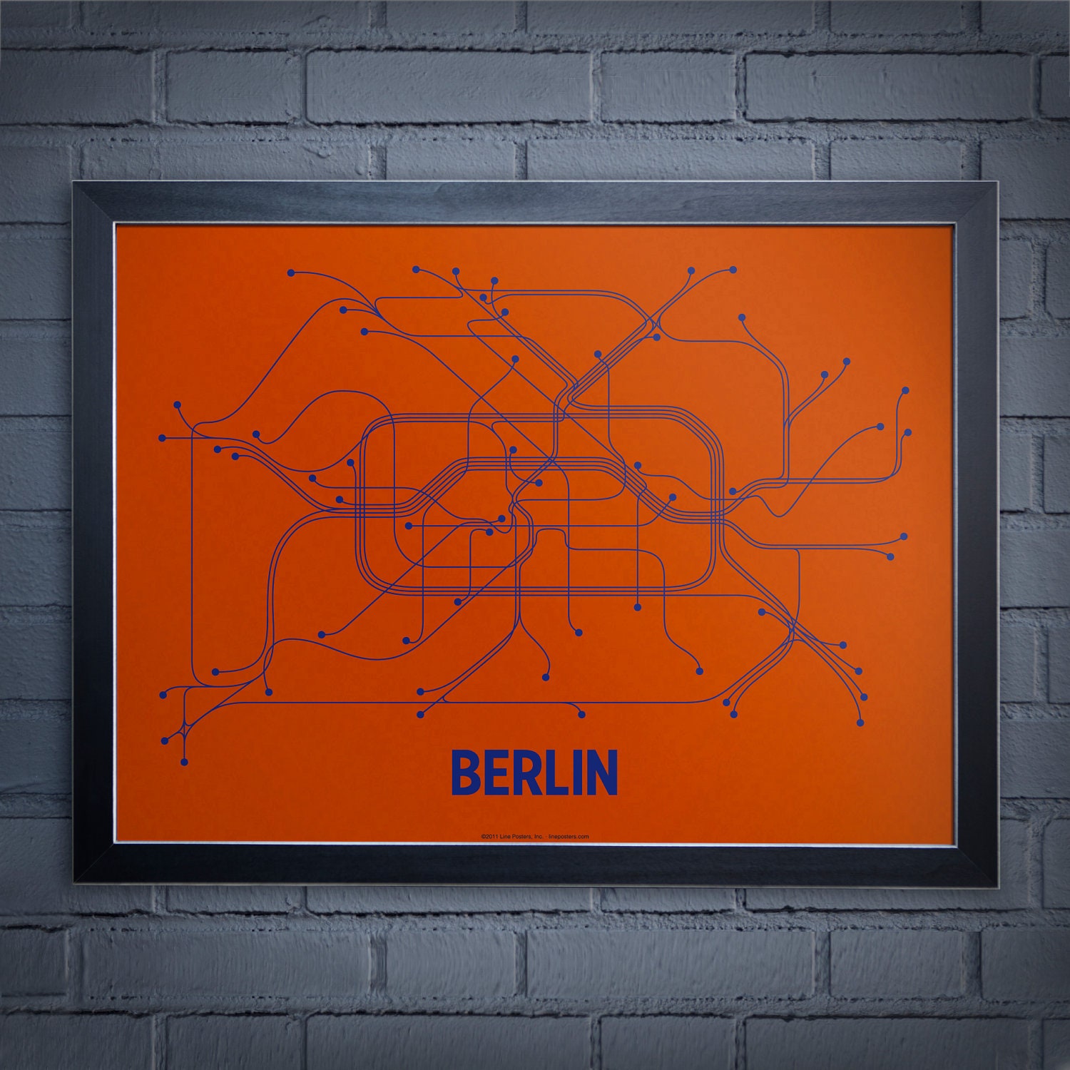 Berlin Lineposter Screen Print - Coral/Navy