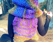 Wonderland Spiral Hooded Pixie Vest- OOAK- Size Small Medium- Custom Order