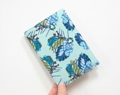 2013 2014 Agenda, Planner or Diary, A6 Notebook, turquoise emerald green leaf handmade fabric covered journal