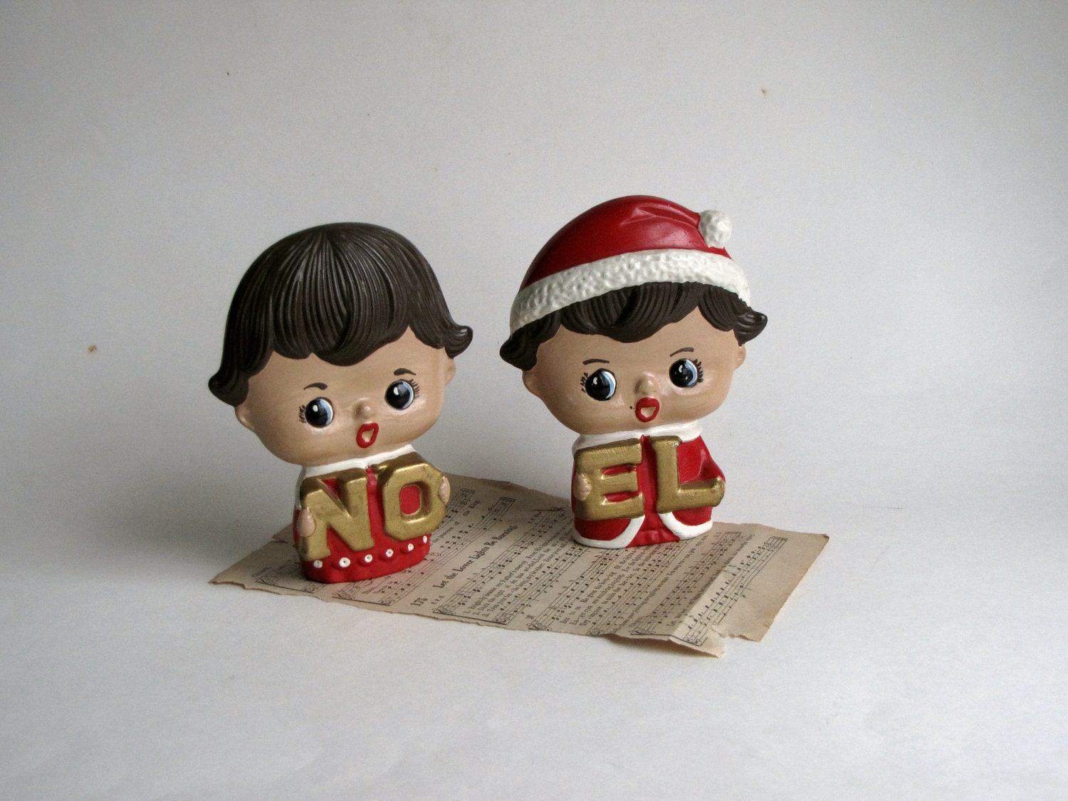 Vintage 1960's NOEL Little Boy and Girl Christmas Figurines