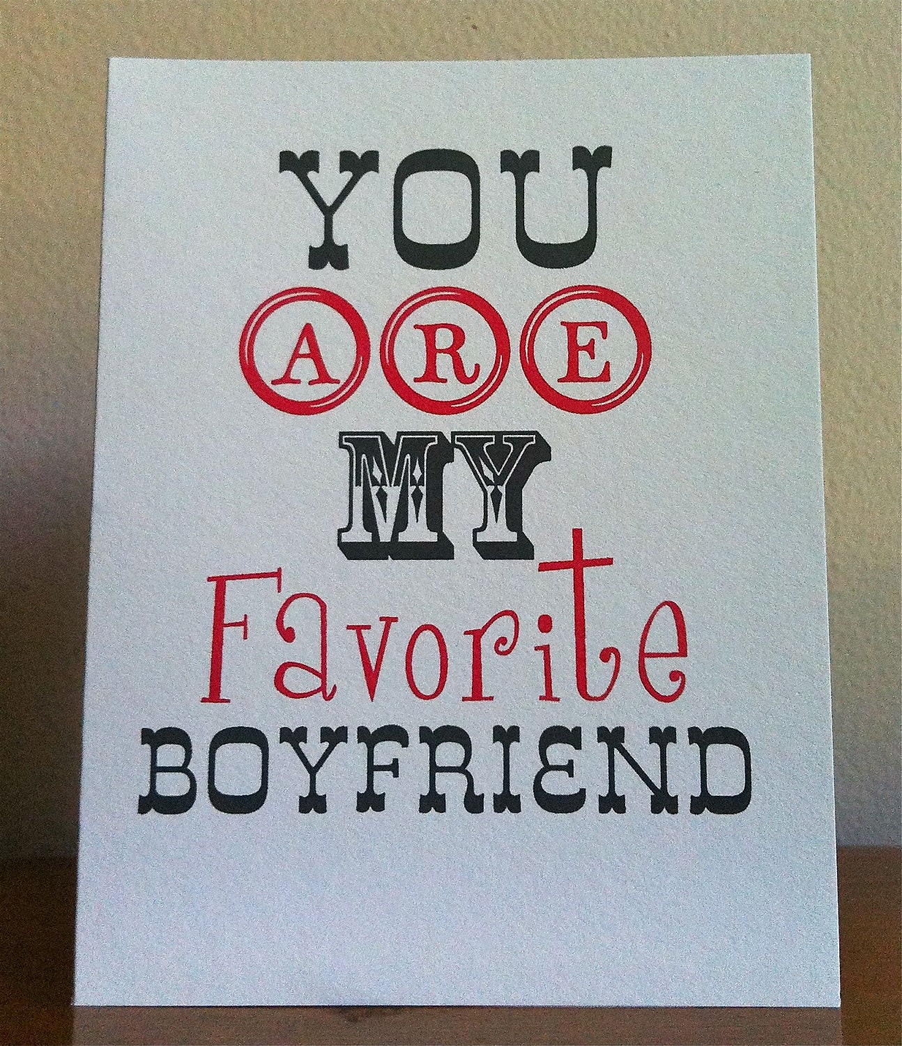 Boyfriend greeting card, boyfriend card, favorite boyfriend, original, typography card