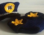 Policeman hat and diaper cover crochet Pattern, Bonus Handcuffs