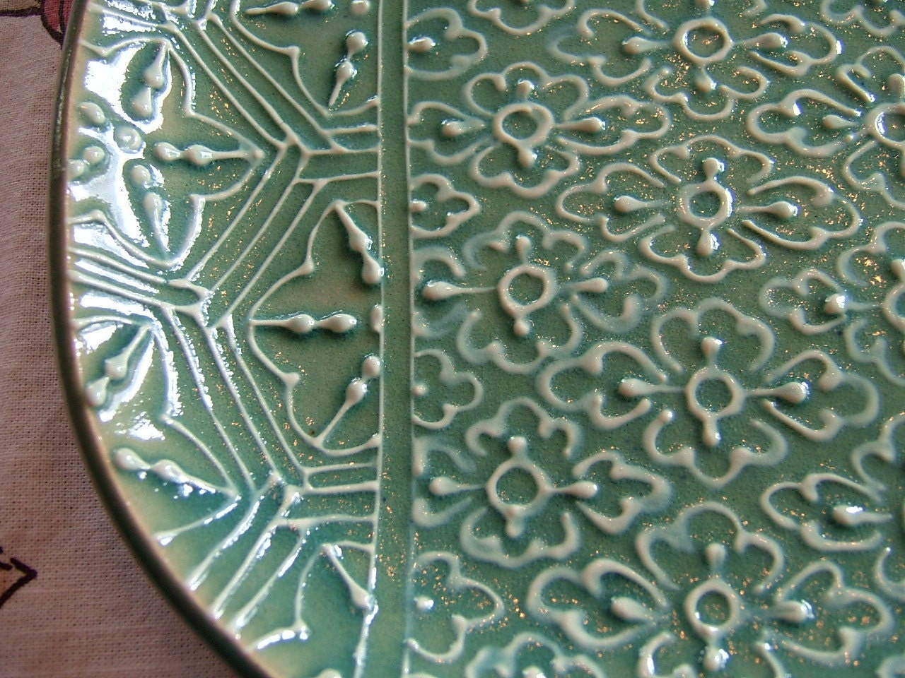 Ceramic Oval Serving Plate / Lunch Plate / Tray - Blue-green