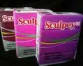 DESTASH -3 Sculpey Polymer clay blocks- Plurpley purple