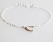 Silver Sideways Wishbone Bracelet - sterling silver horizontal lucky wishbone bracelet by petitor jewelry etsy