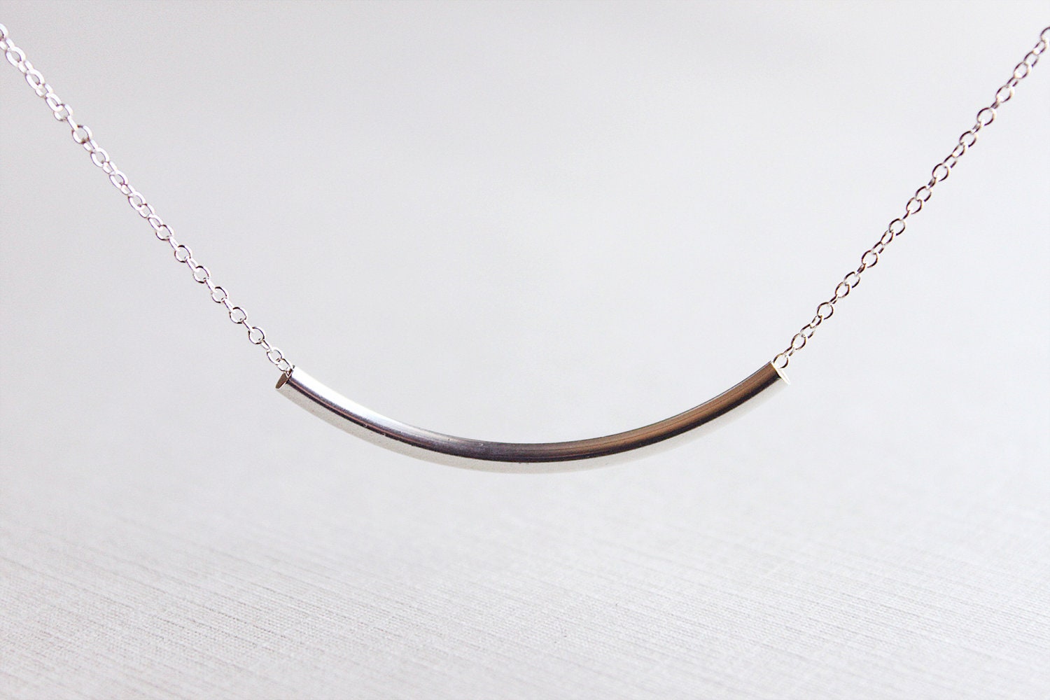 Sheer Bar Necklace - sterling silver round curve bar necklace, simple everyday jewelry by petitor