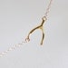 Sideways Gold Wishbone Necklace - horizontal wish bone 14k gold filled necklace by petitor etsy