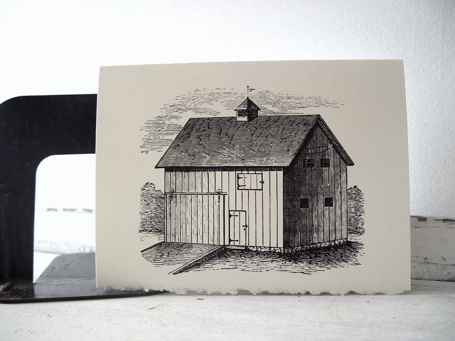 Old Barn Stationery - 5x7 Note Cards - Set of 6 - Farm Hay Barn Homestead - TerraDeiFarm