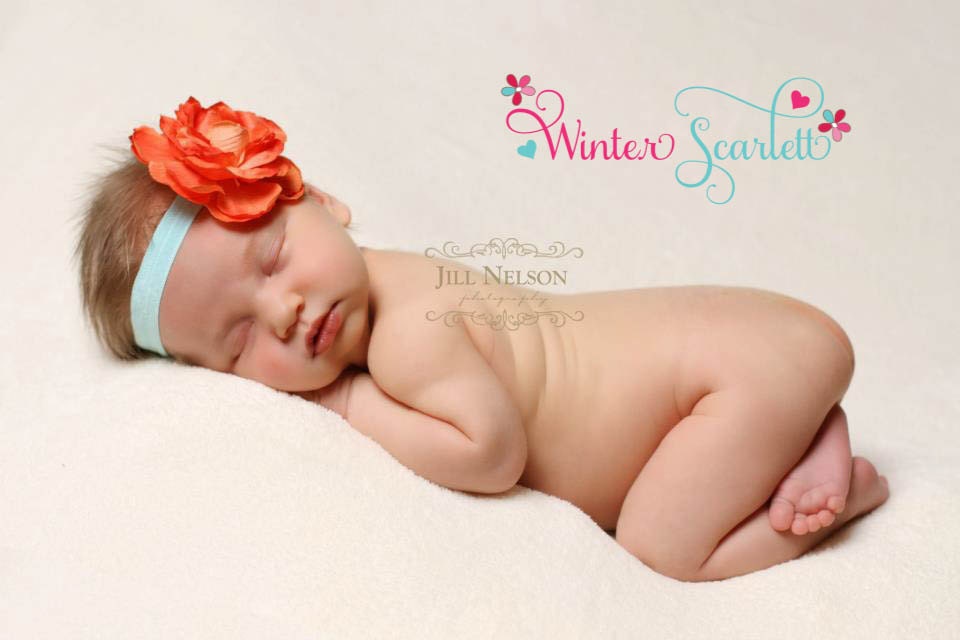 Baby heaband, Orange rhinestone flower headband, baby headbands, newborn headbands, infant, flower headbands