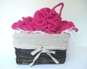 Crochet Spa Gift Basket - Wash Cloths & Scrubbies - Hot Pink Gift Set
