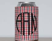 Custom Boutique Gingham Personalized Monogrammed Insulated Drink Can Koozie Cozy Coozie Drink Hugger Drink Huggie Coosie Koosie