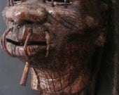 Shrunken Head Replica Aboriginal Inspiration Sewn Eyes & mouth