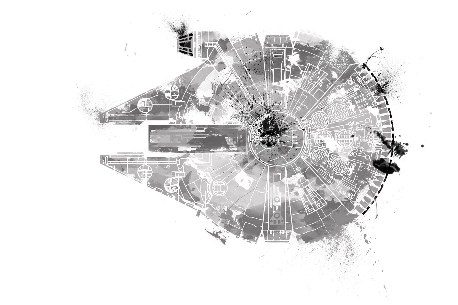 Star Wars art Millennium Falcon star wars art movie posters 11x17