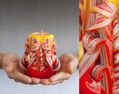 Red candle - Carved candle - unique gift candle