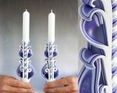 Taper candles - Candle set - Carved candles - Purple candles