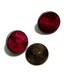 Red leather circle earrings, Posts