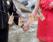 Engagement Photo Prop. Save The Date. Wedding Date Banner. Love Bunting. Vintage Wedding. Rustic. Shabby Save The Date. Clothesline. Custom.