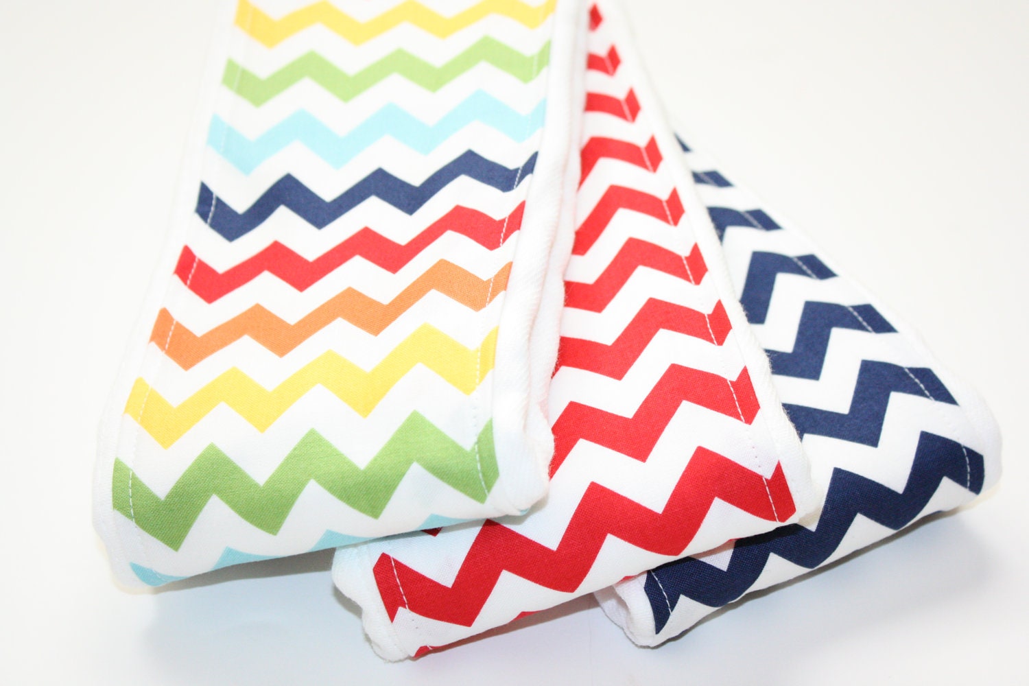 Gender Neutral Chevron Baby Burp Cloths - Set of 3 (Your Choice)