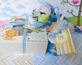 FREE SHIPPING 17 pcs. Onesies, Bibs, Booties & Washcloths Cupcake Gift Set. Washcloth Bouquet with Lollipop. Receivig Blankey Cupcake