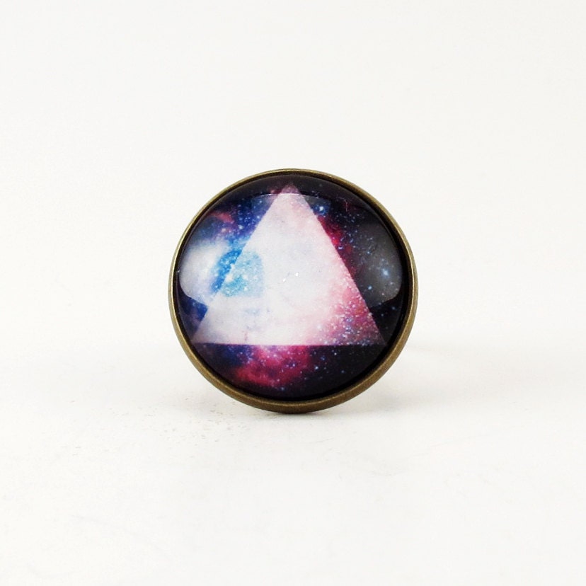 Galaxy Triangle Ring, Hipster Jewelry, Geometric Adjustable Bronze Ring